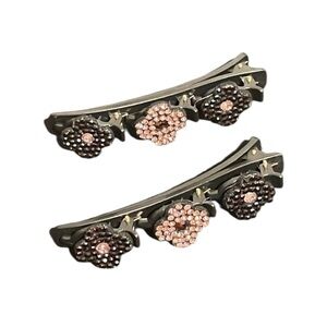 Elegant Black and Pink Floral Hair Clips